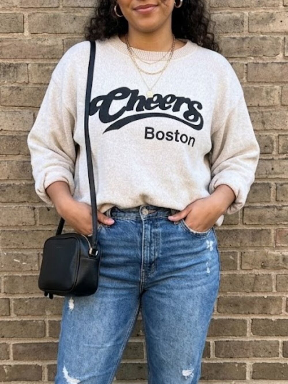 Cheers Boston Graphic Crewneck Sweatshirt XL Oversized Cozy Sitcom Nostalgia